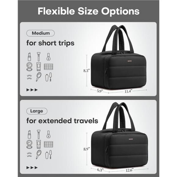 Large travel toiletry bag waterproof makeup bag organizer with wet dry compartme - Picture 3 of 7